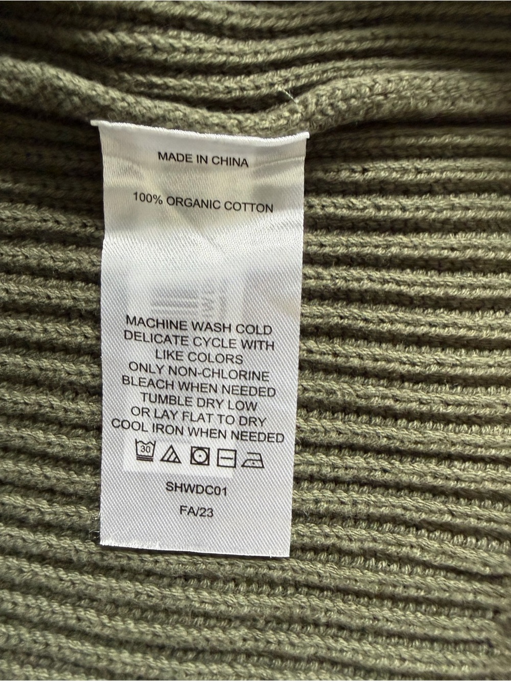 Quince 100% Organic Cotton Oversized Olive Green Ribbed Open Front Cardigan - Picture 14 of 16